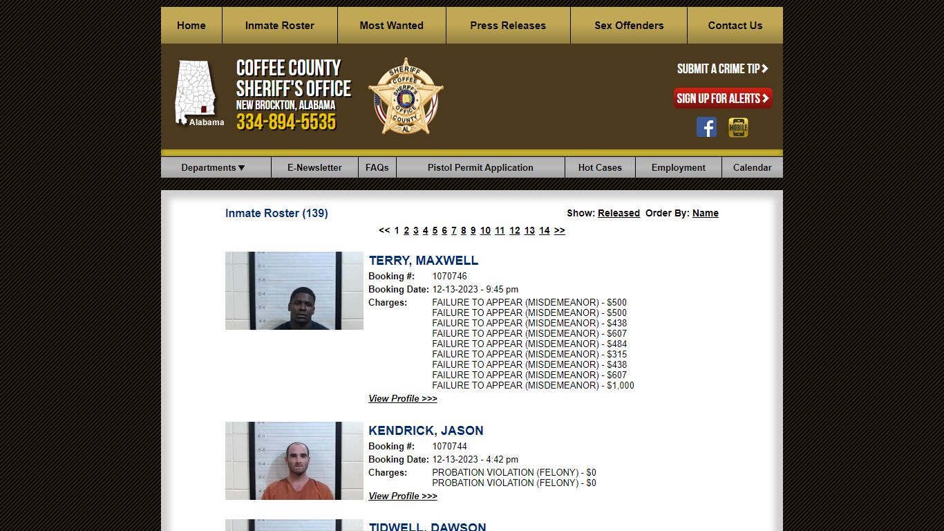 Inmate Roster - Current Inmates Booking Date Descending - Coffee County ...